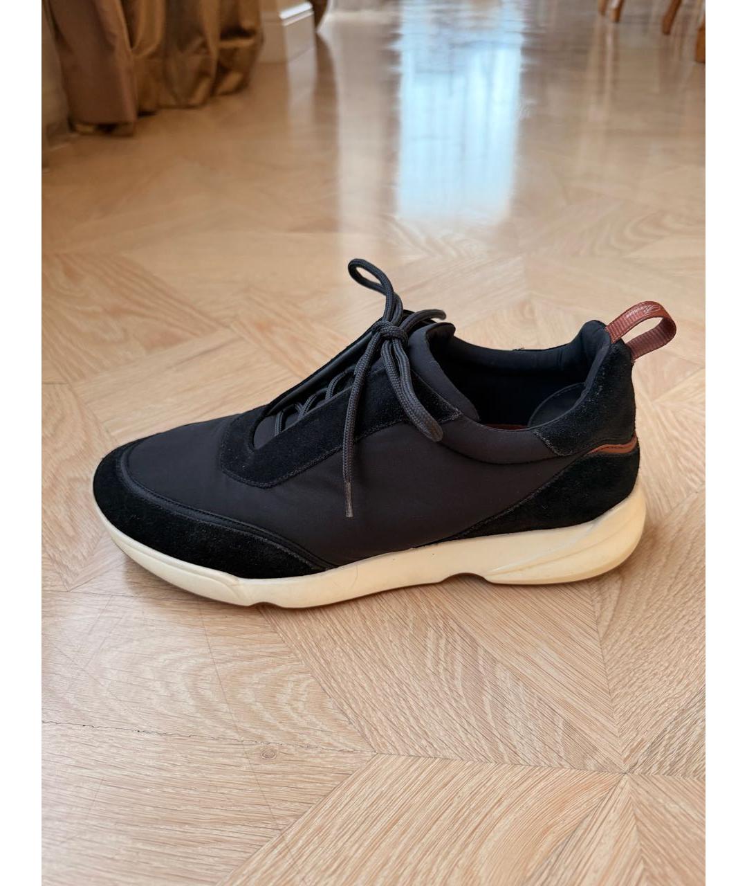 LORO PIANA Темно-синие замшевые низкие кроссовки / кеды, фото 9