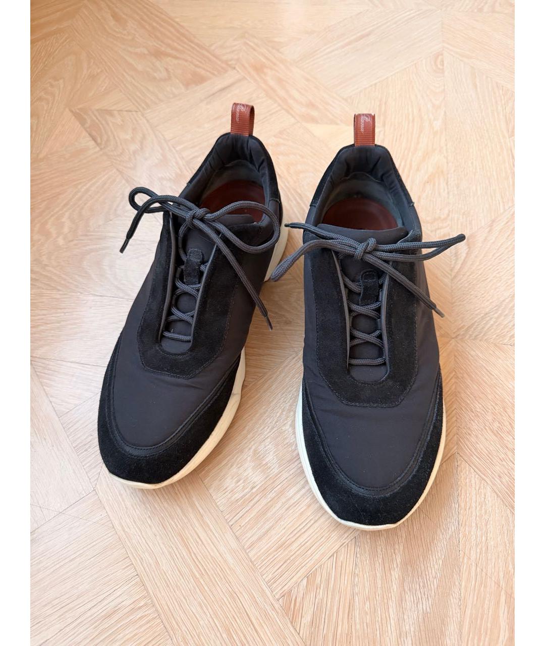 LORO PIANA Темно-синие замшевые низкие кроссовки / кеды, фото 3