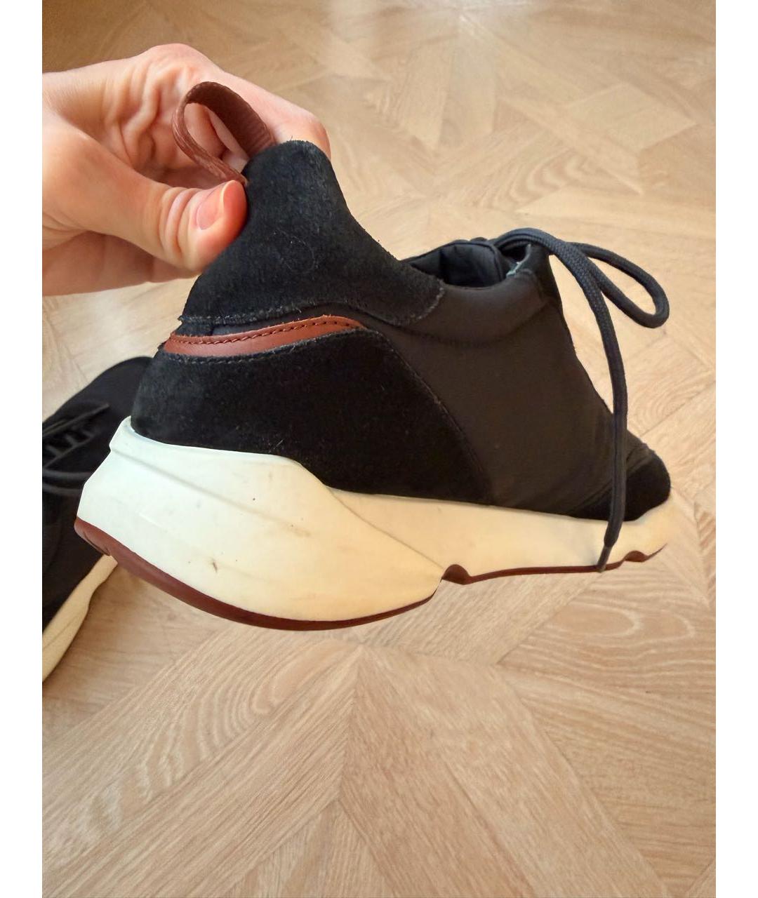 LORO PIANA Темно-синие замшевые низкие кроссовки / кеды, фото 5