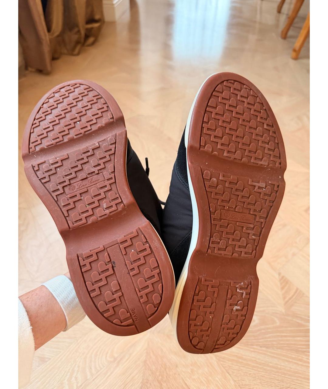 LORO PIANA Темно-синие замшевые низкие кроссовки / кеды, фото 8