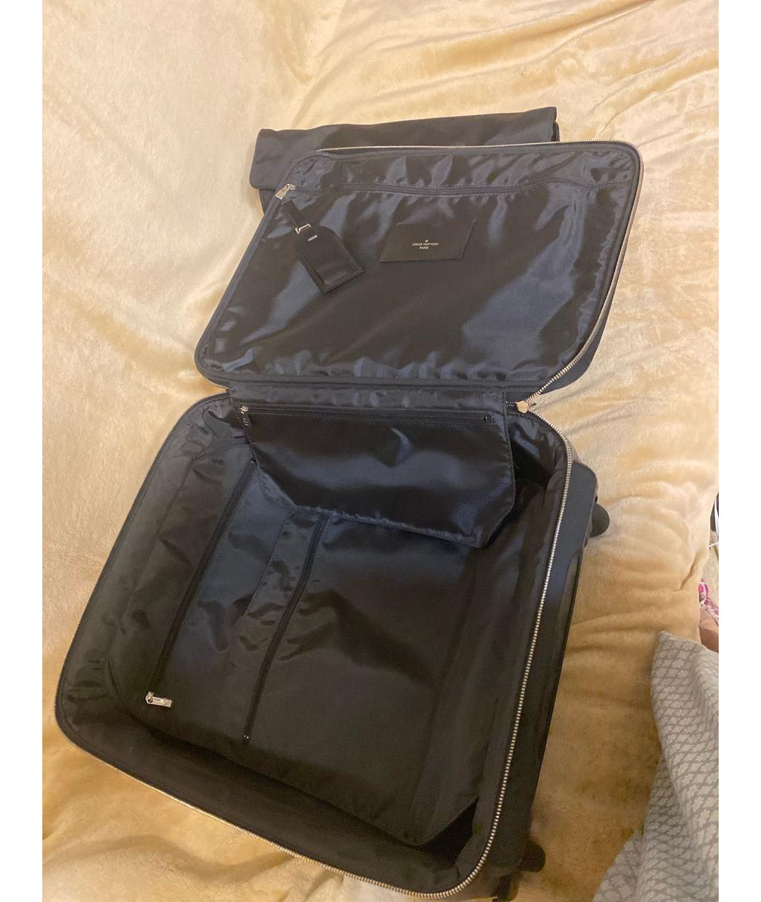 LOUIS VUITTON Антрацитовый кожаный чемодан, фото 4