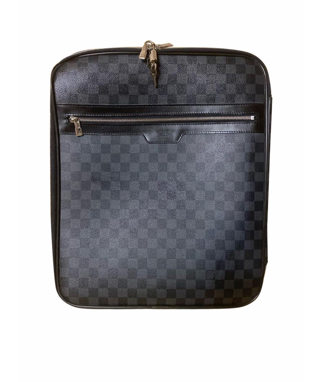 LOUIS VUITTON Антрацитовый кожаный чемодан, фото 1