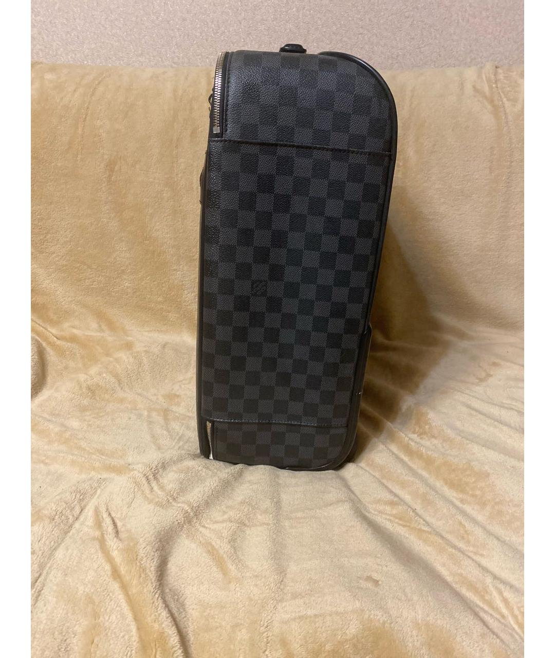 LOUIS VUITTON Антрацитовый кожаный чемодан, фото 2