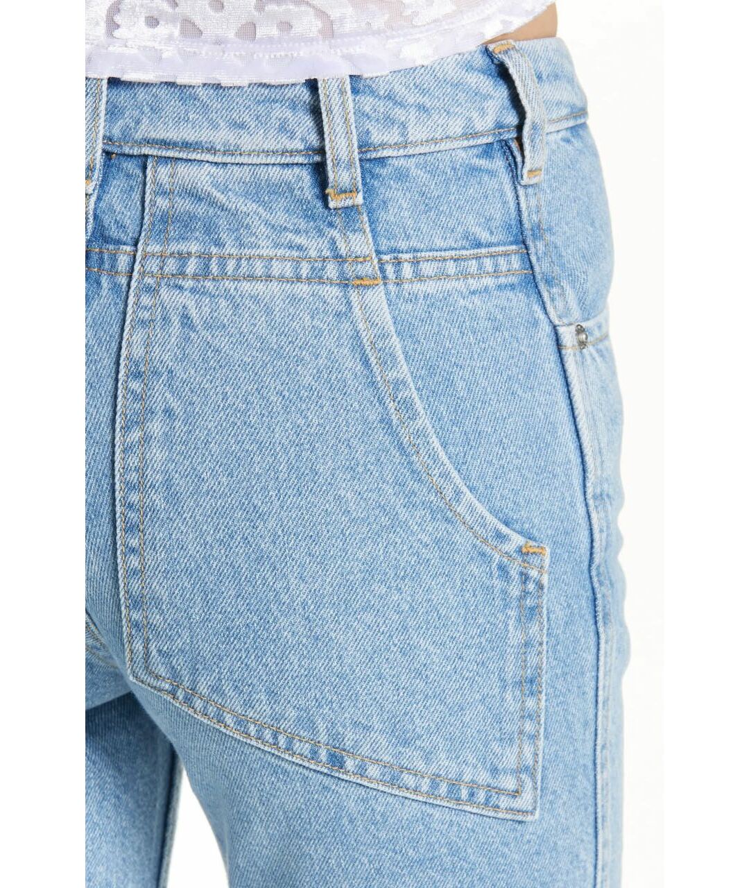 ECKHAUS LATTA Голубые хлопковые прямые джинсы, фото 3