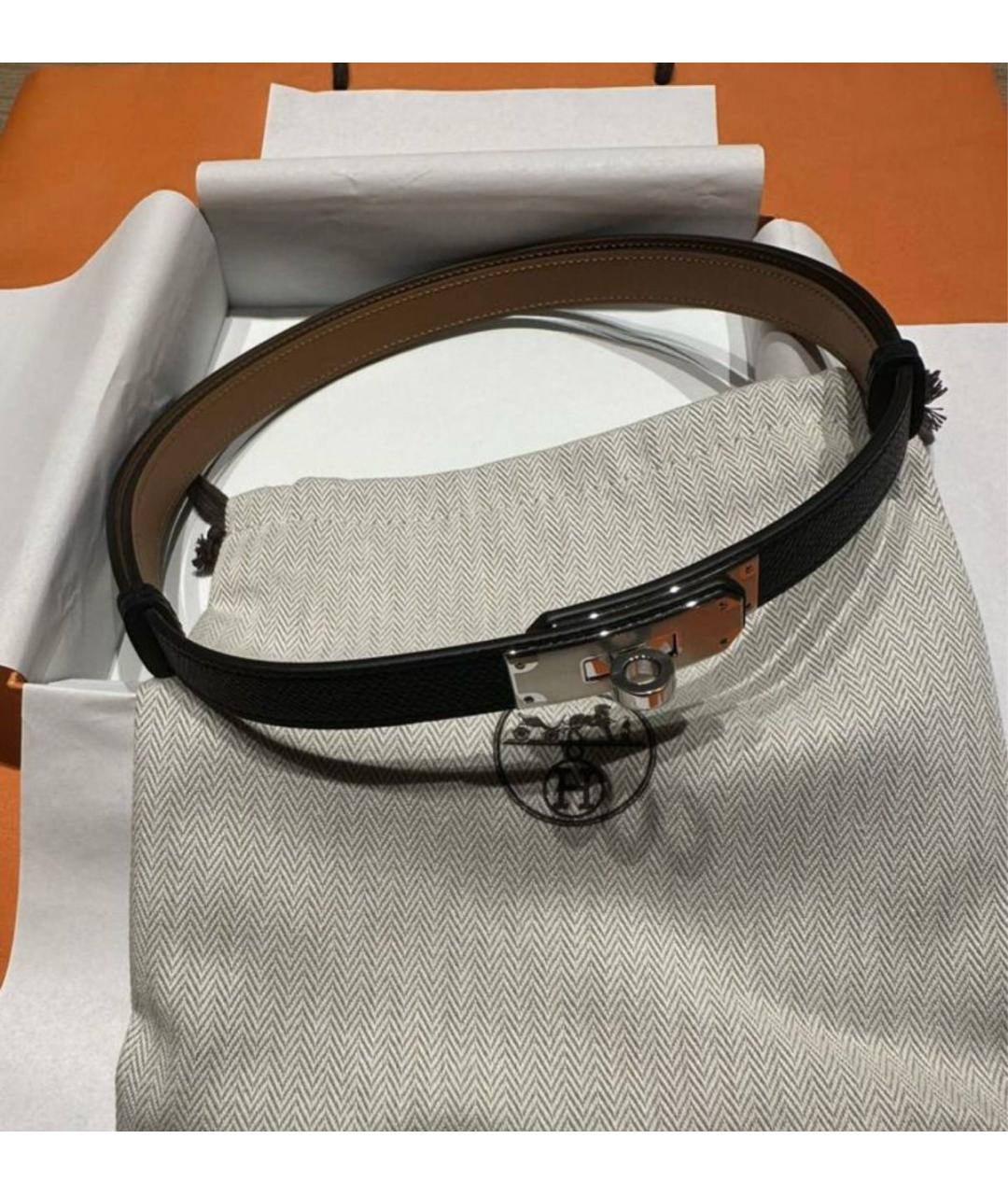 HERMES Черный кожаный ремень, фото 2