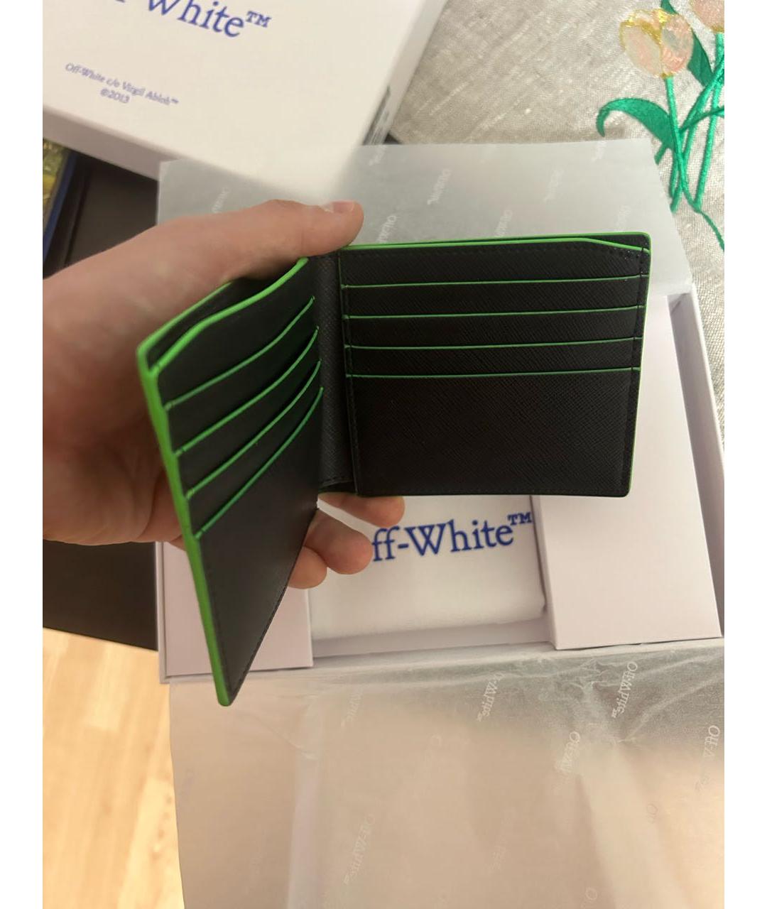 OFF-WHITE Черный кожаный кошелек, фото 2