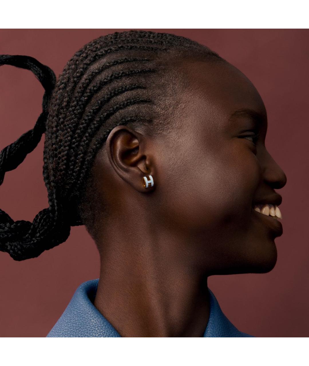 HERMES Голубые металлические серьги, фото 2