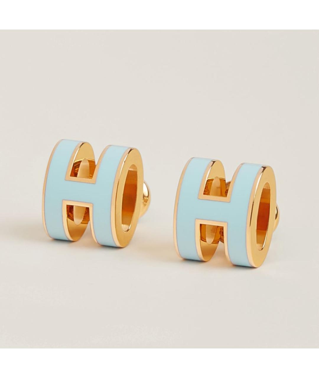 HERMES Голубые металлические серьги, фото 3