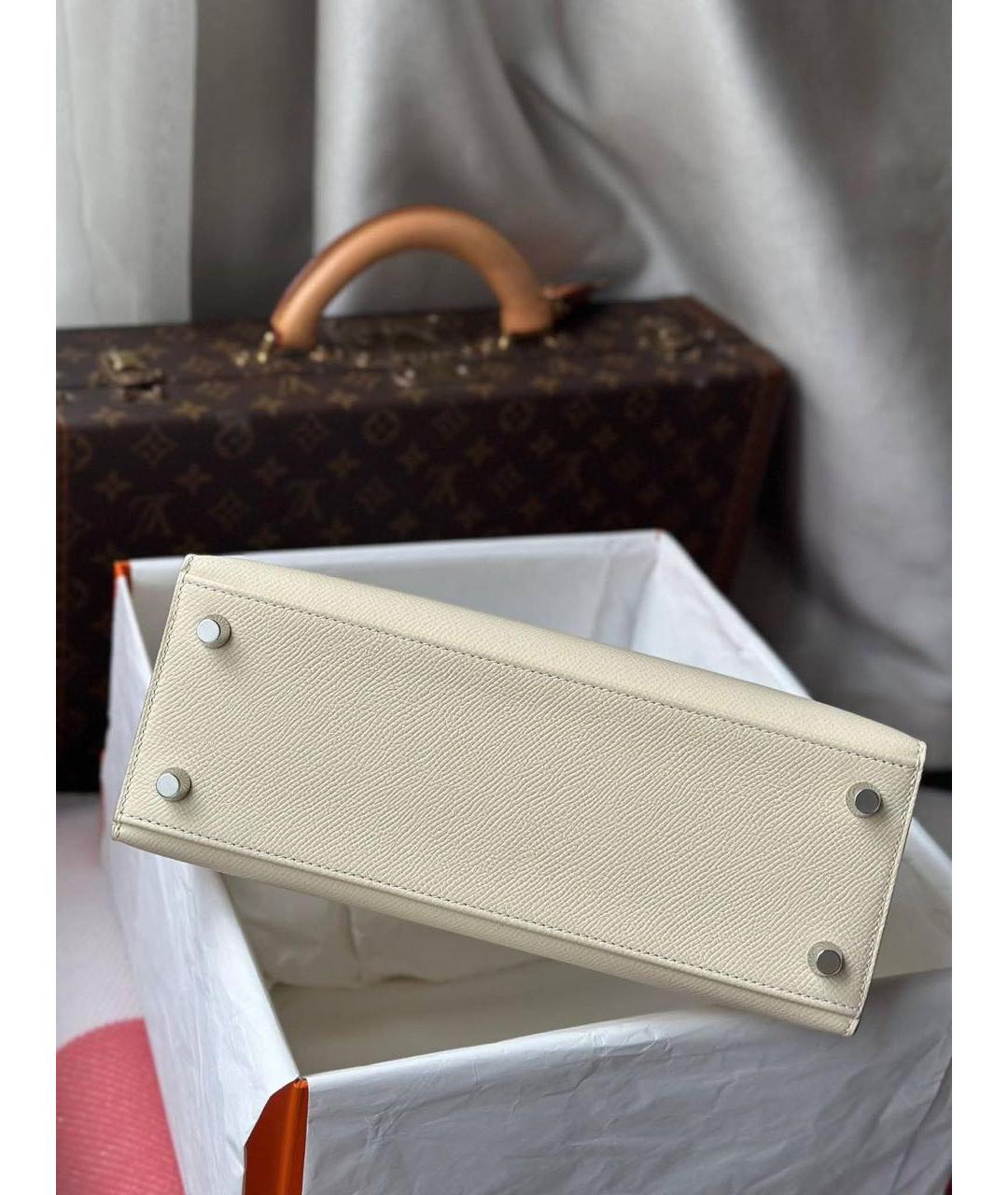 HERMES Бежевая кожаная сумка через плечо, фото 5