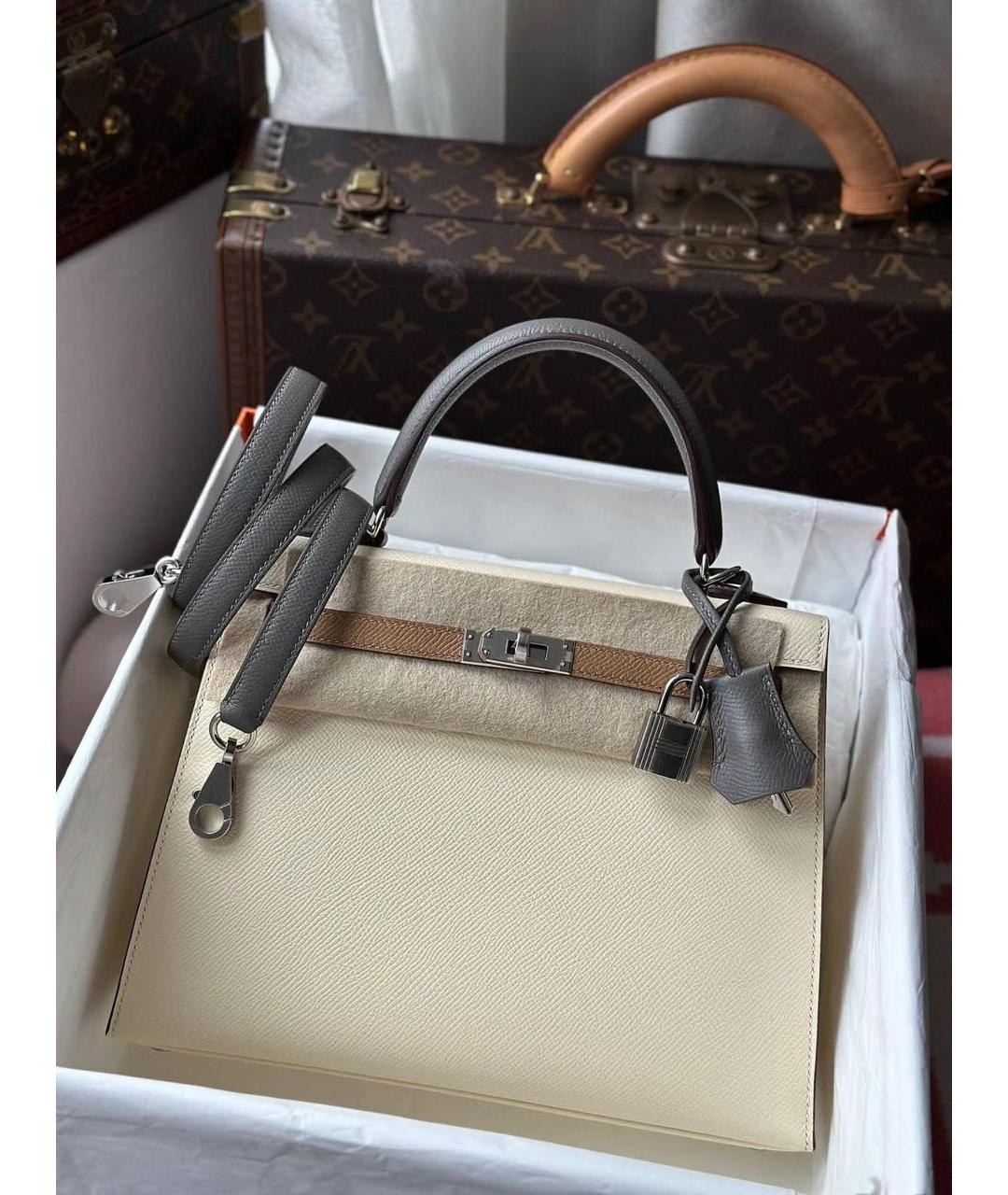 HERMES Бежевая кожаная сумка через плечо, фото 2