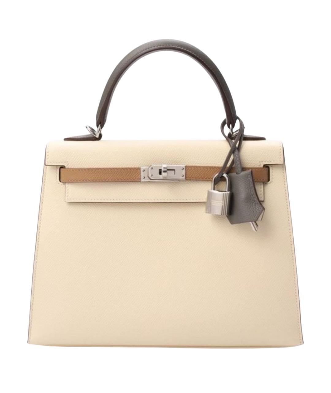 HERMES Бежевая кожаная сумка через плечо, фото 1