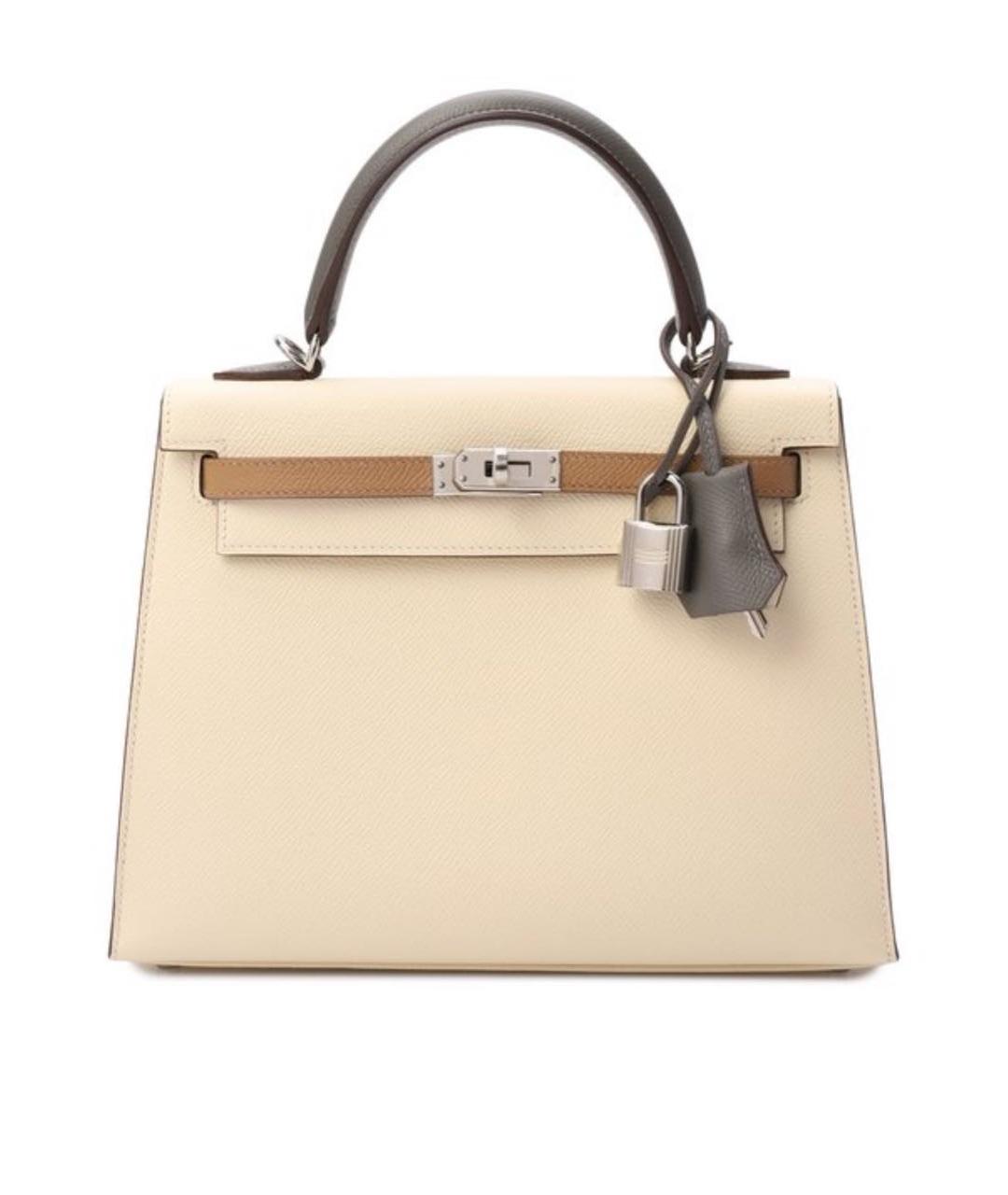 HERMES Бежевая кожаная сумка через плечо, фото 7