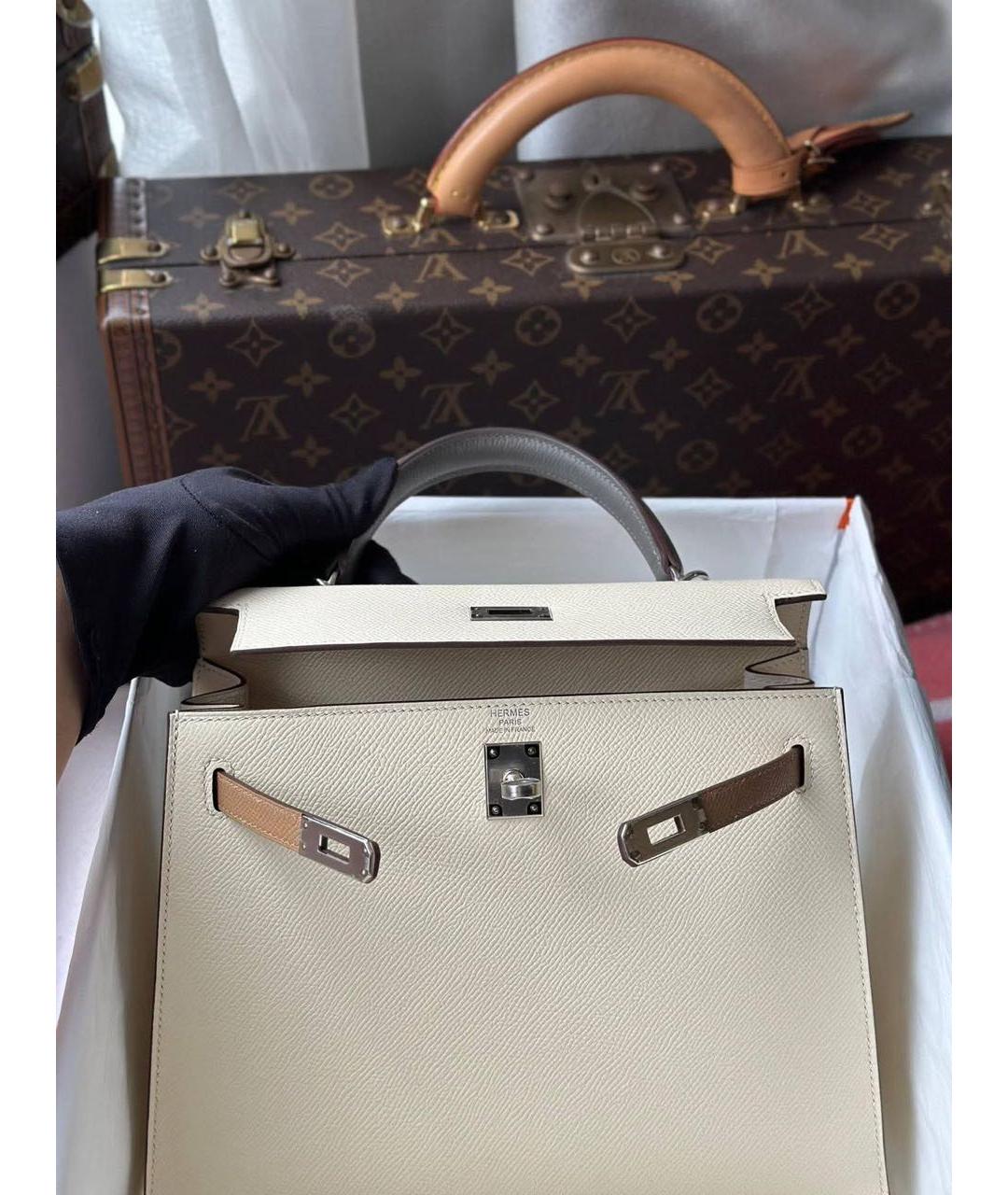 HERMES Бежевая кожаная сумка через плечо, фото 6