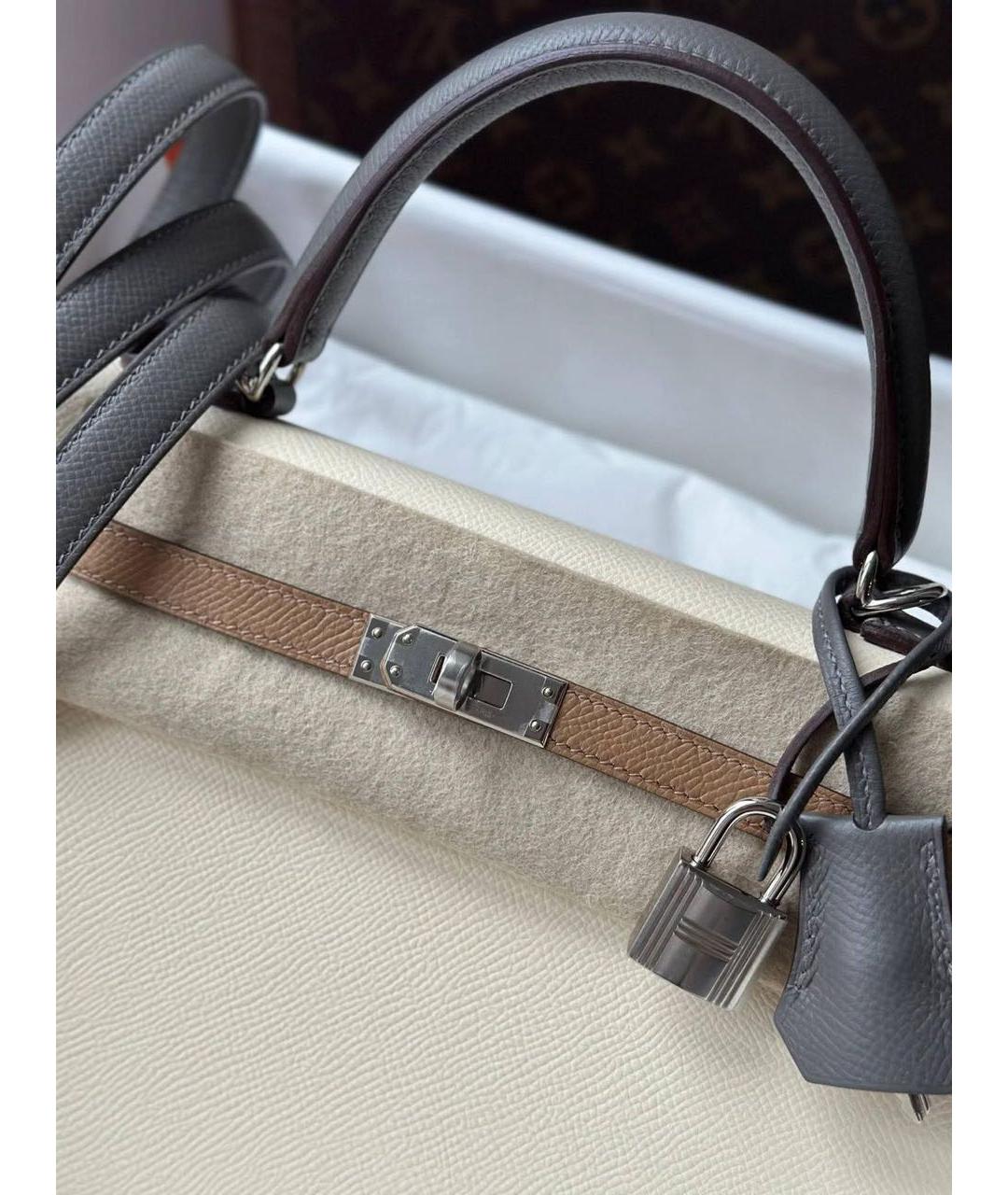 HERMES Бежевая кожаная сумка через плечо, фото 3