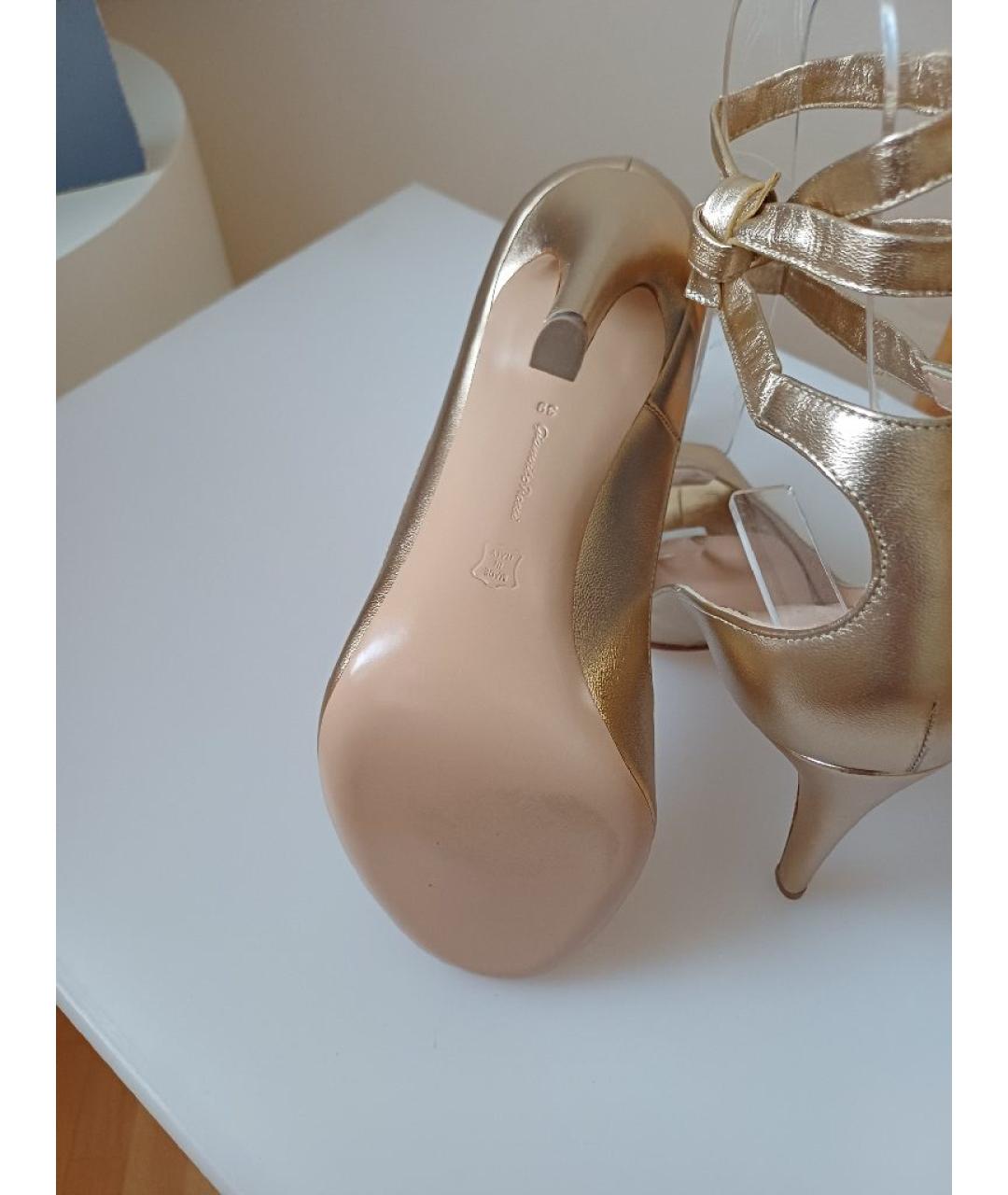 GIANVITO ROSSI Золотые кожаные босоножки, фото 7