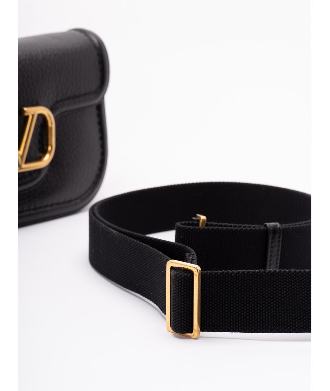 VALENTINO Черная кожаная сумка через плечо, фото 4