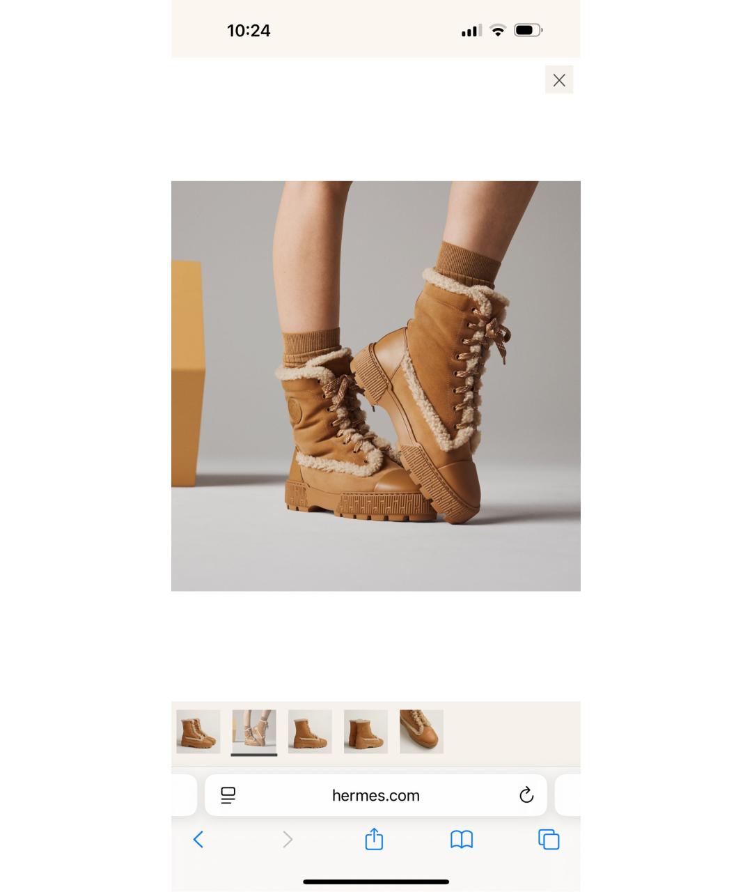 HERMES Коричневые замшевые ботинки, фото 4