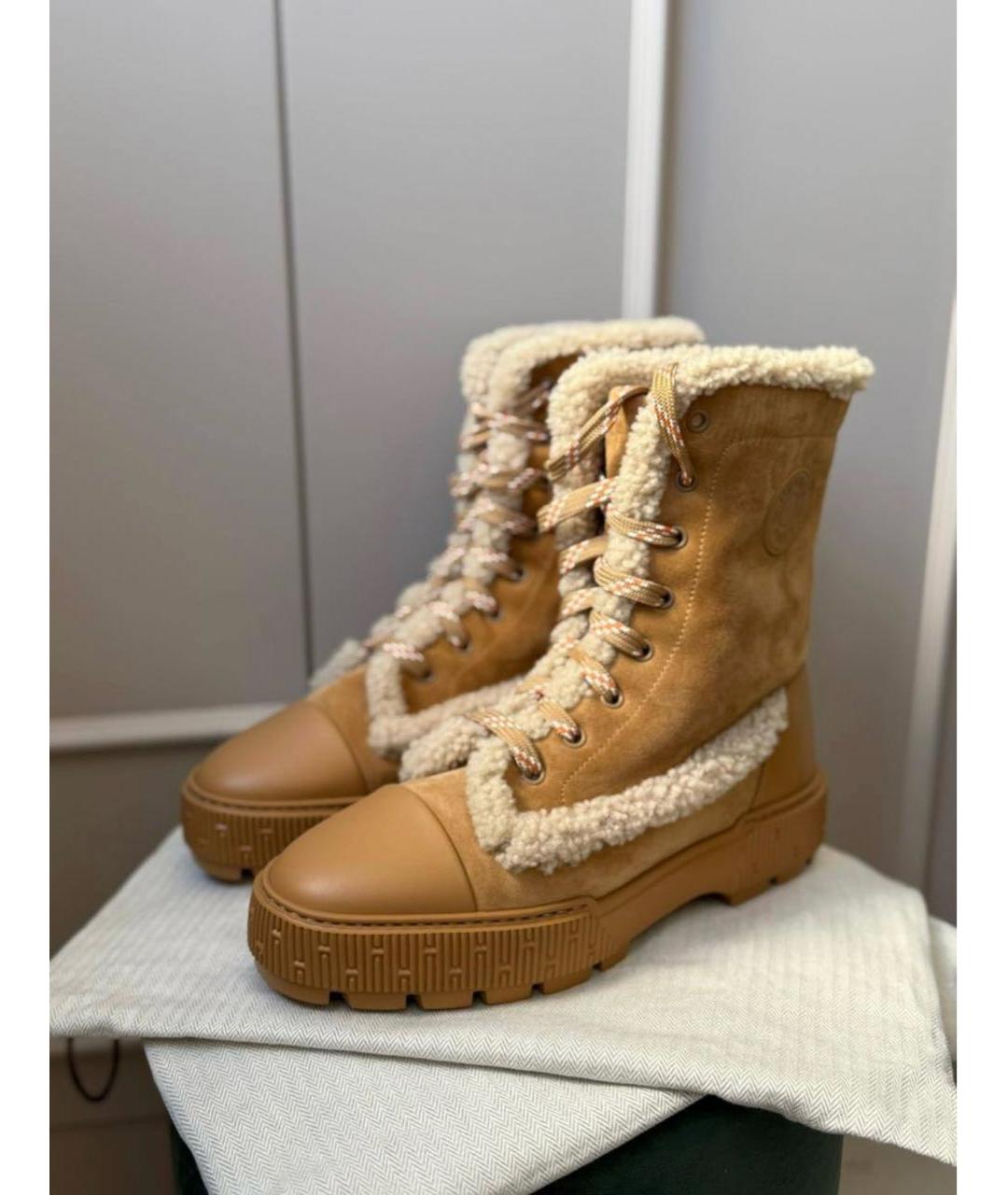 HERMES Коричневые замшевые ботинки, фото 2