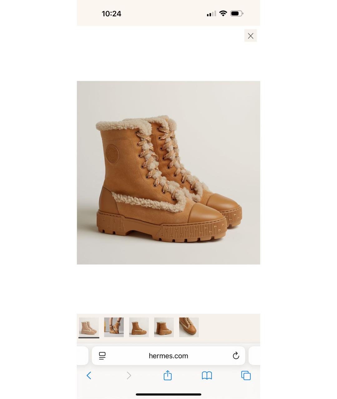 HERMES Коричневые замшевые ботинки, фото 5