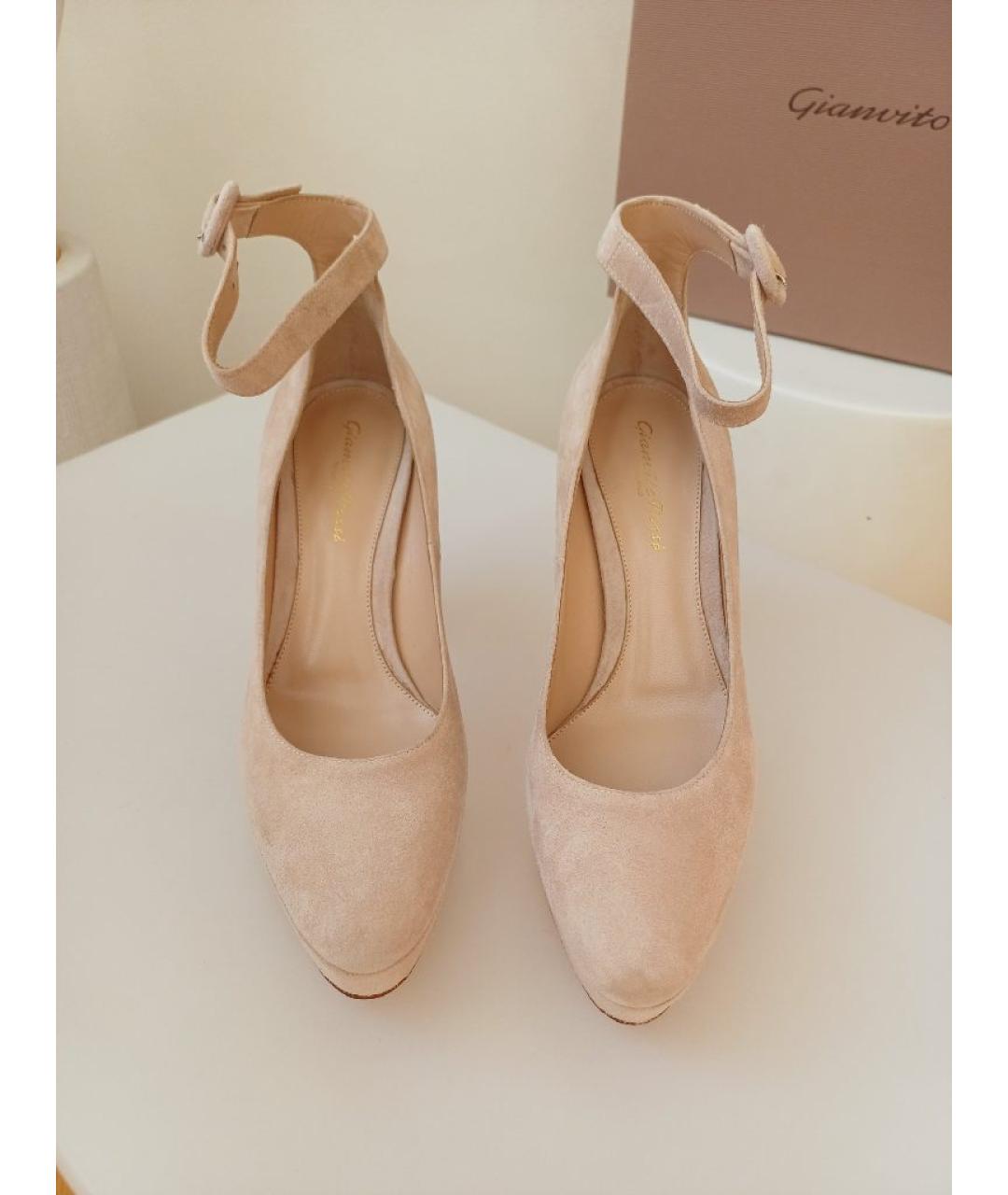 GIANVITO ROSSI Бежевые замшевые туфли, фото 6