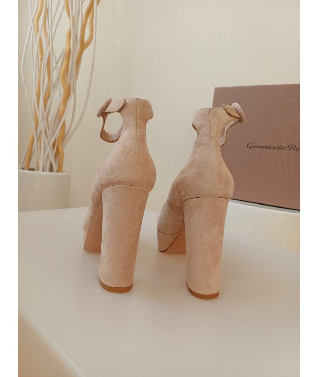GIANVITO ROSSI Бежевые замшевые туфли, фото 7