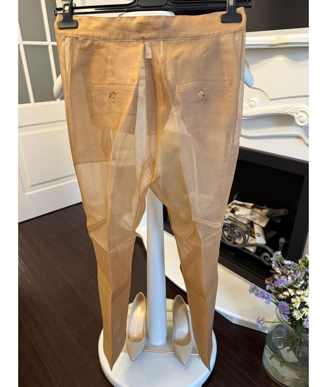 MAX MARA Бежевые шелковые брюки узкие, фото 2