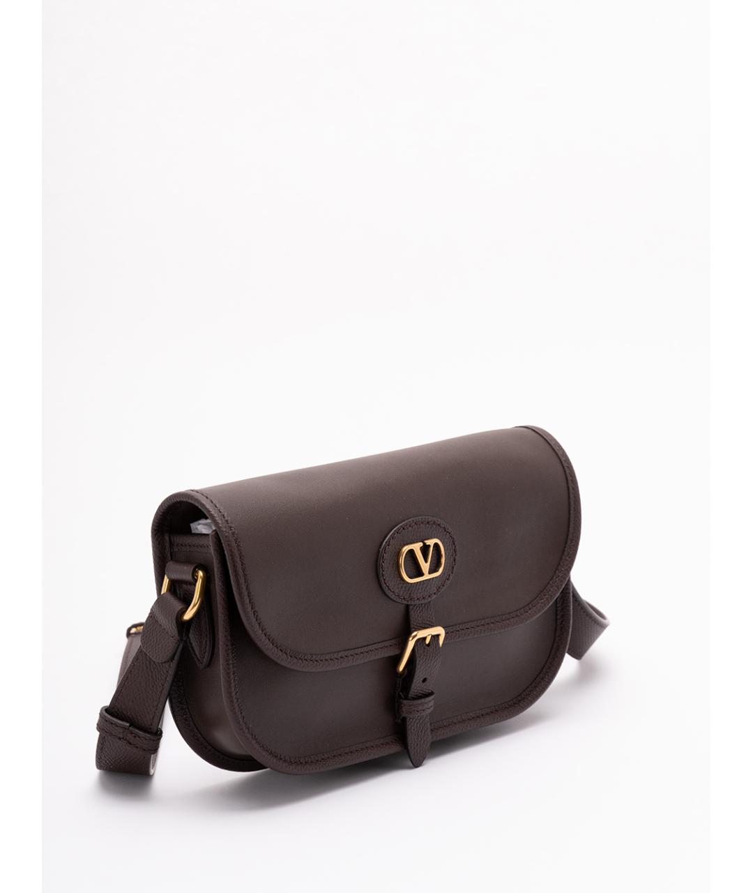 VALENTINO Коричневая кожаная сумка на плечо, фото 3