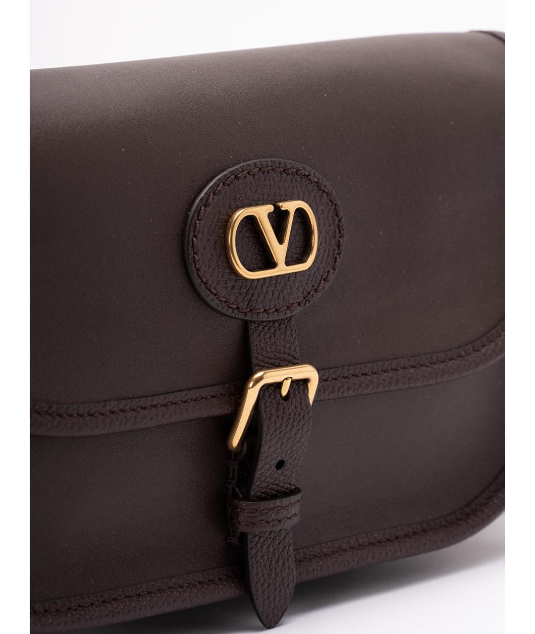 VALENTINO Коричневая кожаная сумка на плечо, фото 4