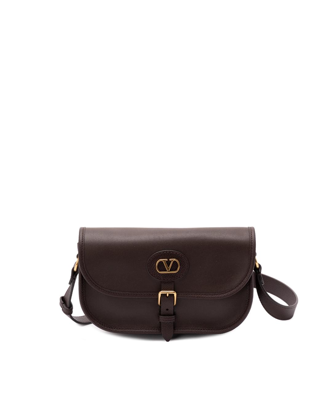 VALENTINO Коричневая кожаная сумка на плечо, фото 1