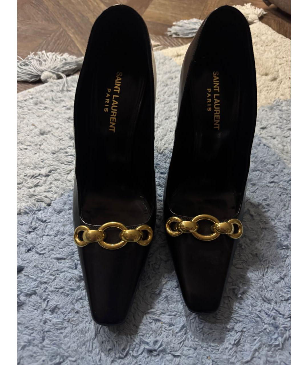 SAINT LAURENT Черные кожаные туфли, фото 2