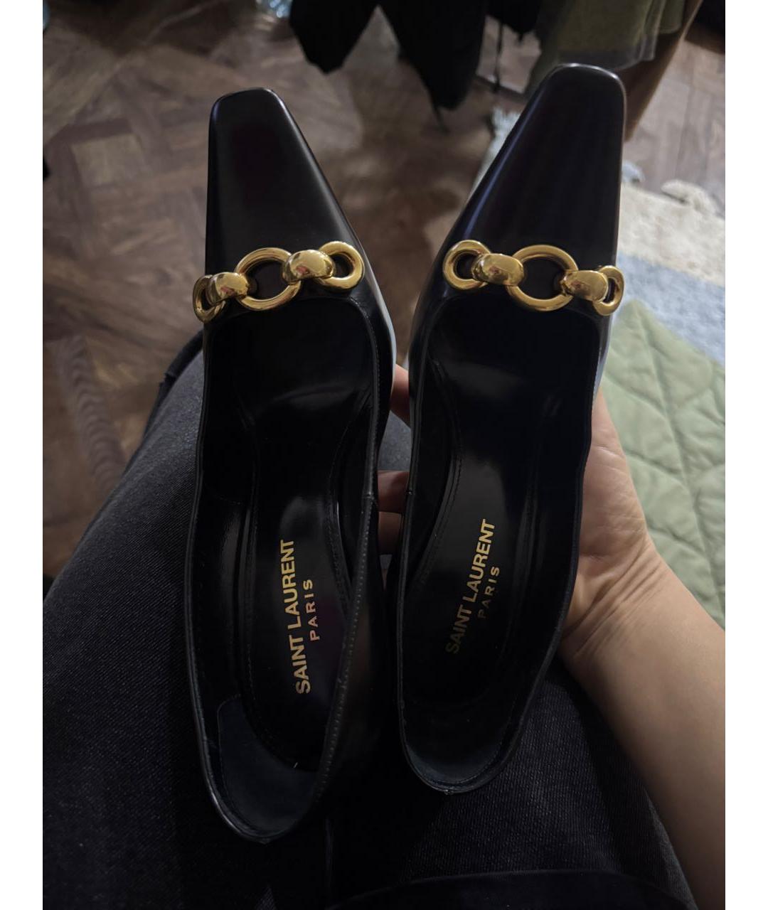 SAINT LAURENT Черные кожаные туфли, фото 6