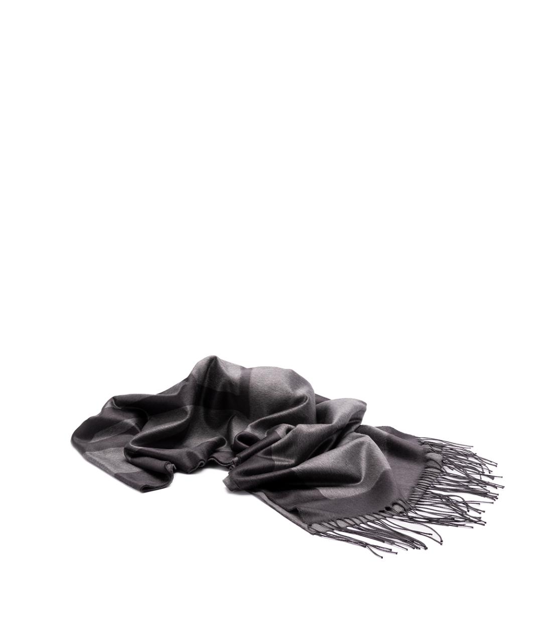 SAINT LAURENT Серый шелковый шарф, фото 1