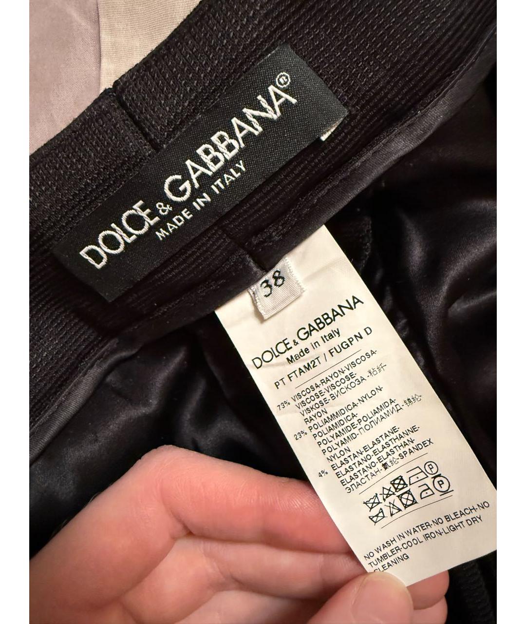 DOLCE&GABBANA Черные вискозные брюки узкие, фото 5