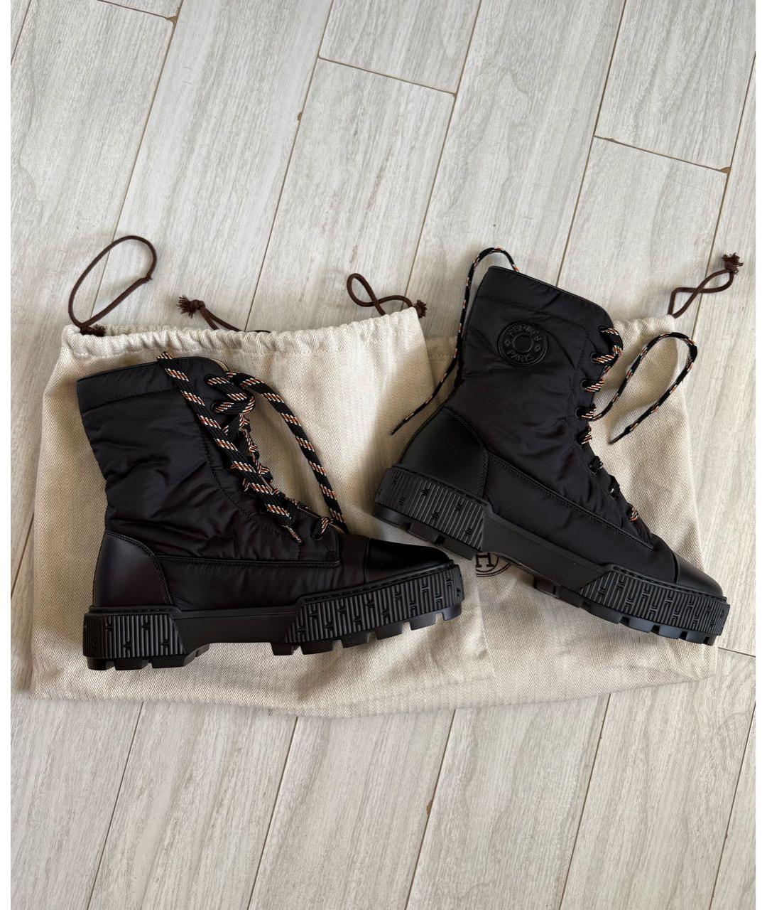 HERMES Черные синтетические ботинки, фото 2