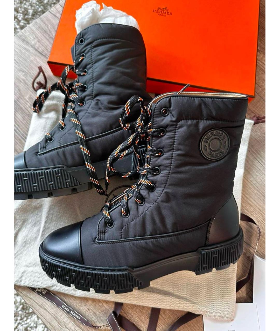 HERMES Черные синтетические ботинки, фото 3