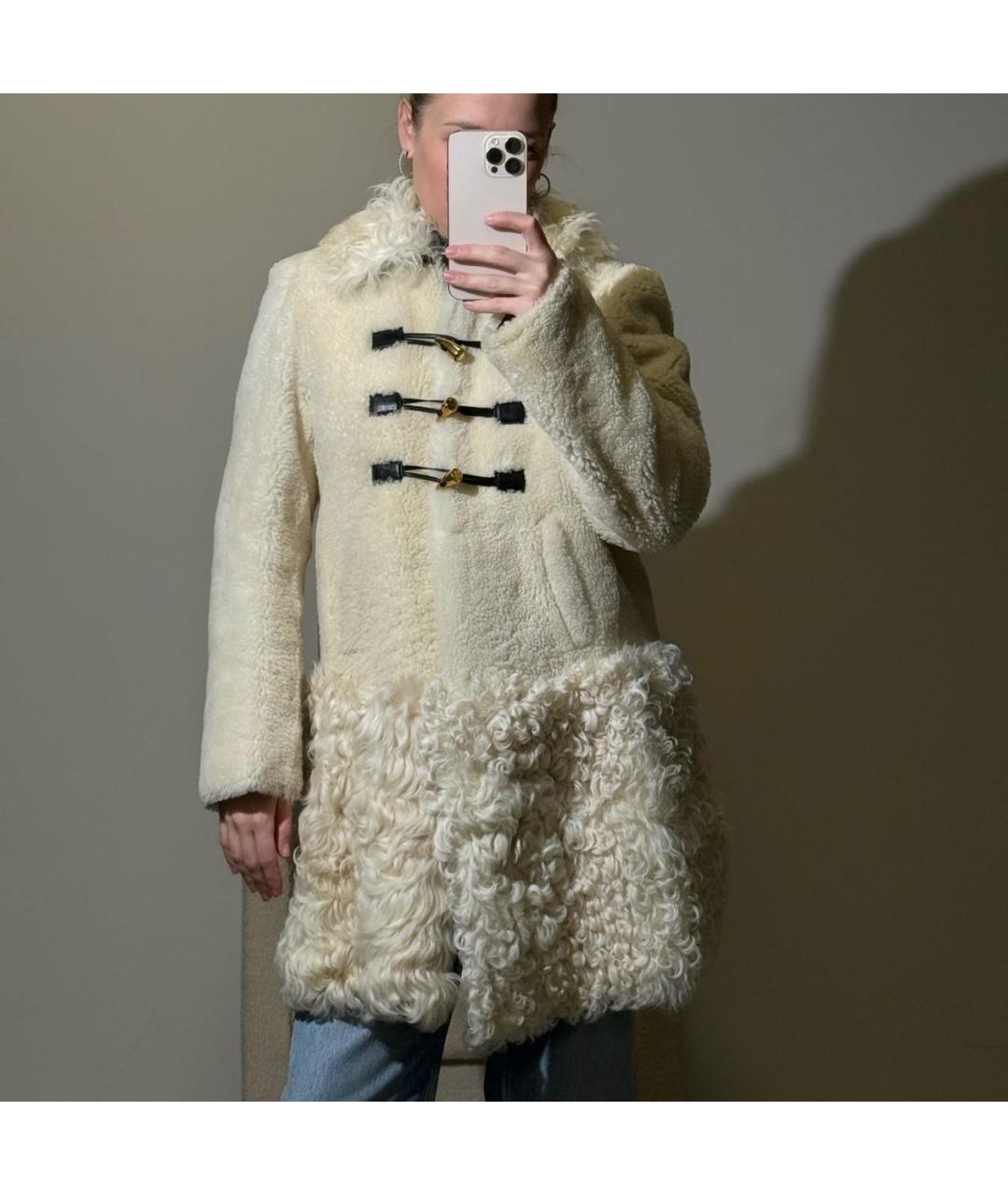 MIU MIU Белая кожаная дубленка, фото 5