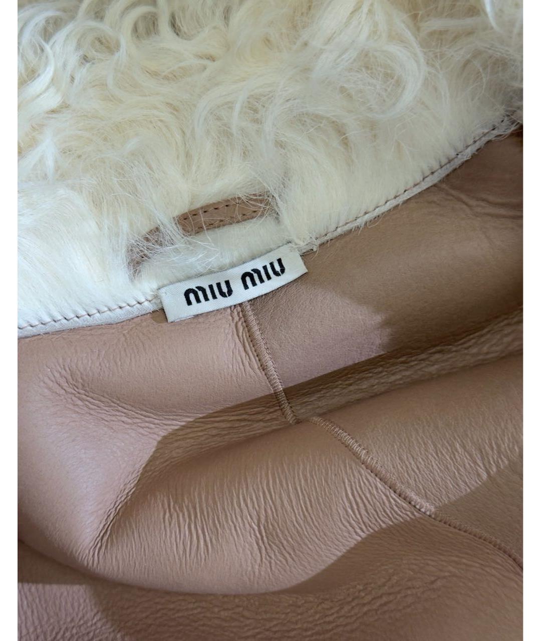 MIU MIU Белая кожаная дубленка, фото 3