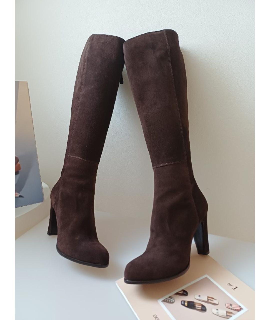 SERGIO ROSSI Коричневые замшевые сапоги, фото 4