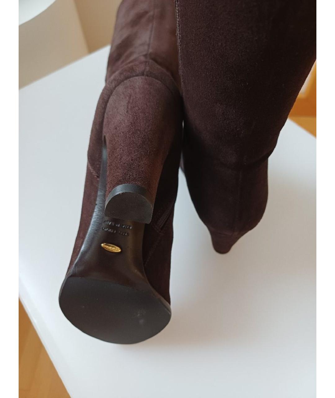 SERGIO ROSSI Коричневые замшевые сапоги, фото 7