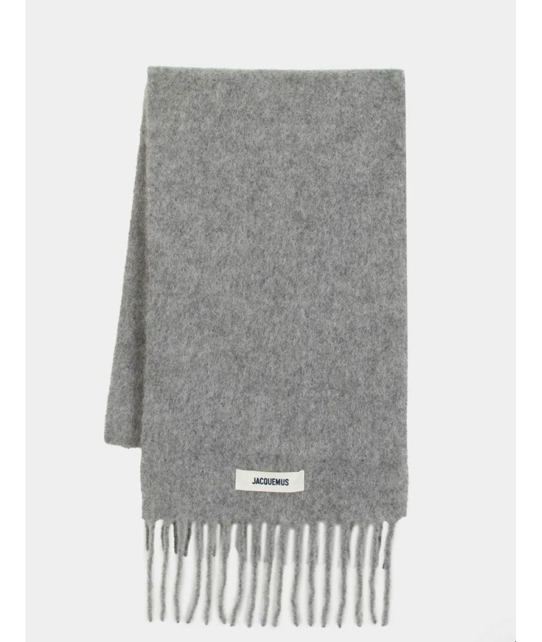 JACQUEMUS Серый шерстяной шарф, фото 9