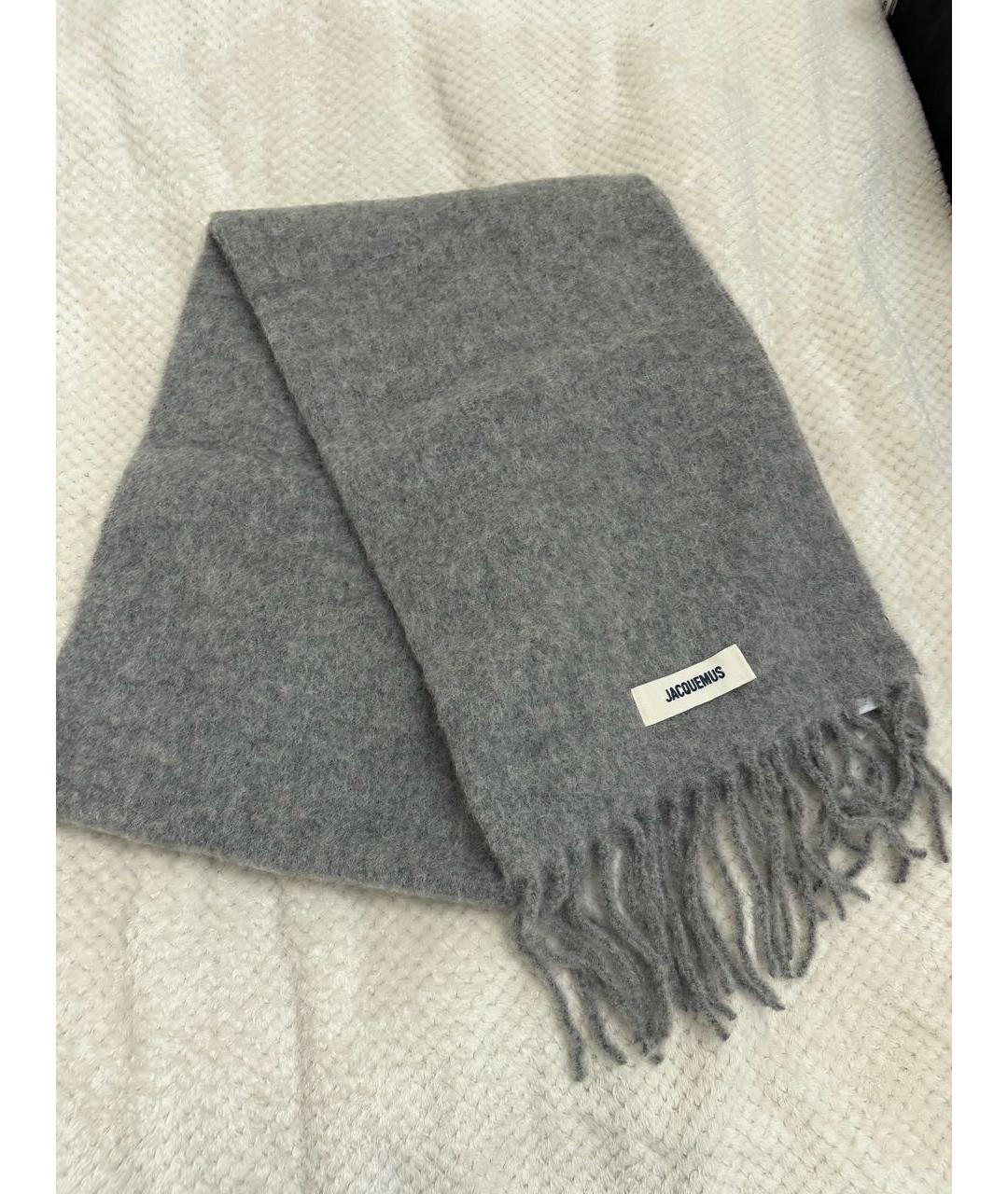 JACQUEMUS Серый шерстяной шарф, фото 8