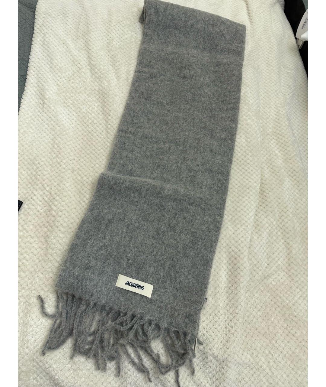 JACQUEMUS Серый шерстяной шарф, фото 7