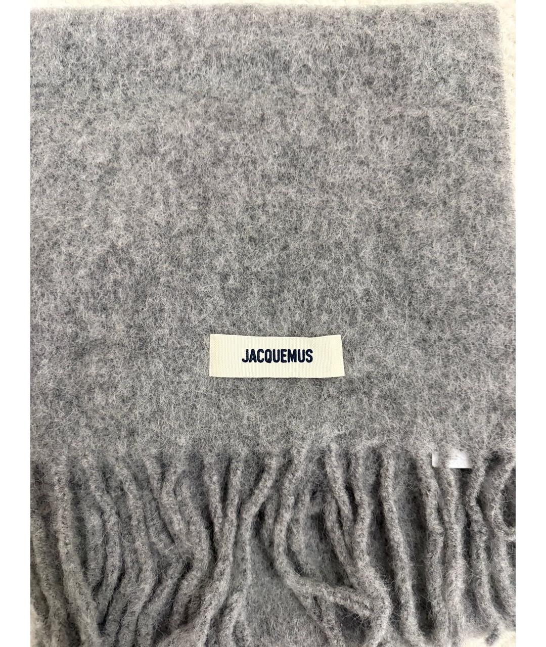 JACQUEMUS Серый шерстяной шарф, фото 5