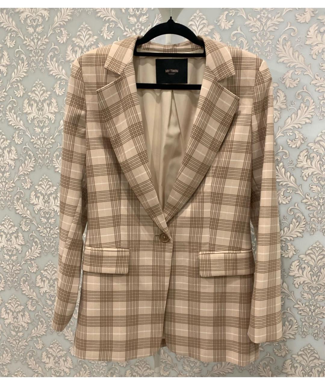 TWIN-SET Бежевый хлопковый костюм с брюками, фото 9