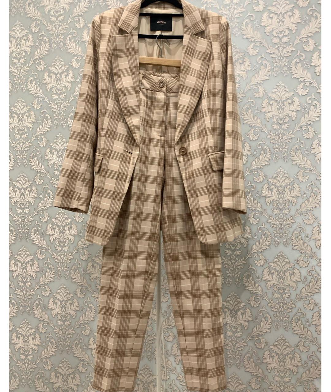 TWIN-SET Бежевый хлопковый костюм с брюками, фото 5
