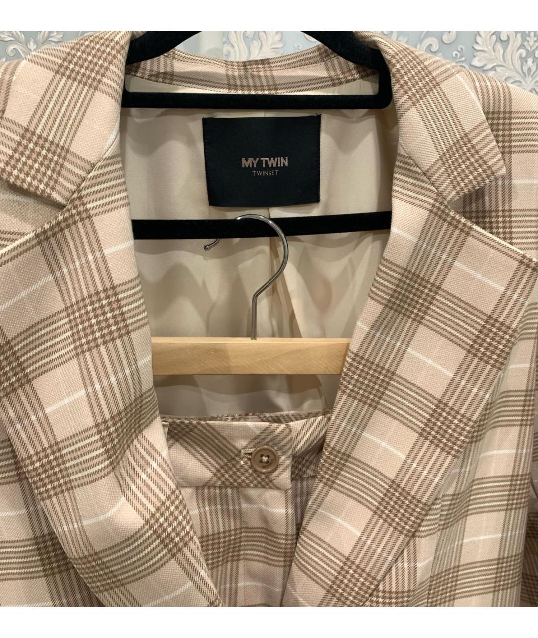 TWIN-SET Бежевый хлопковый костюм с брюками, фото 3