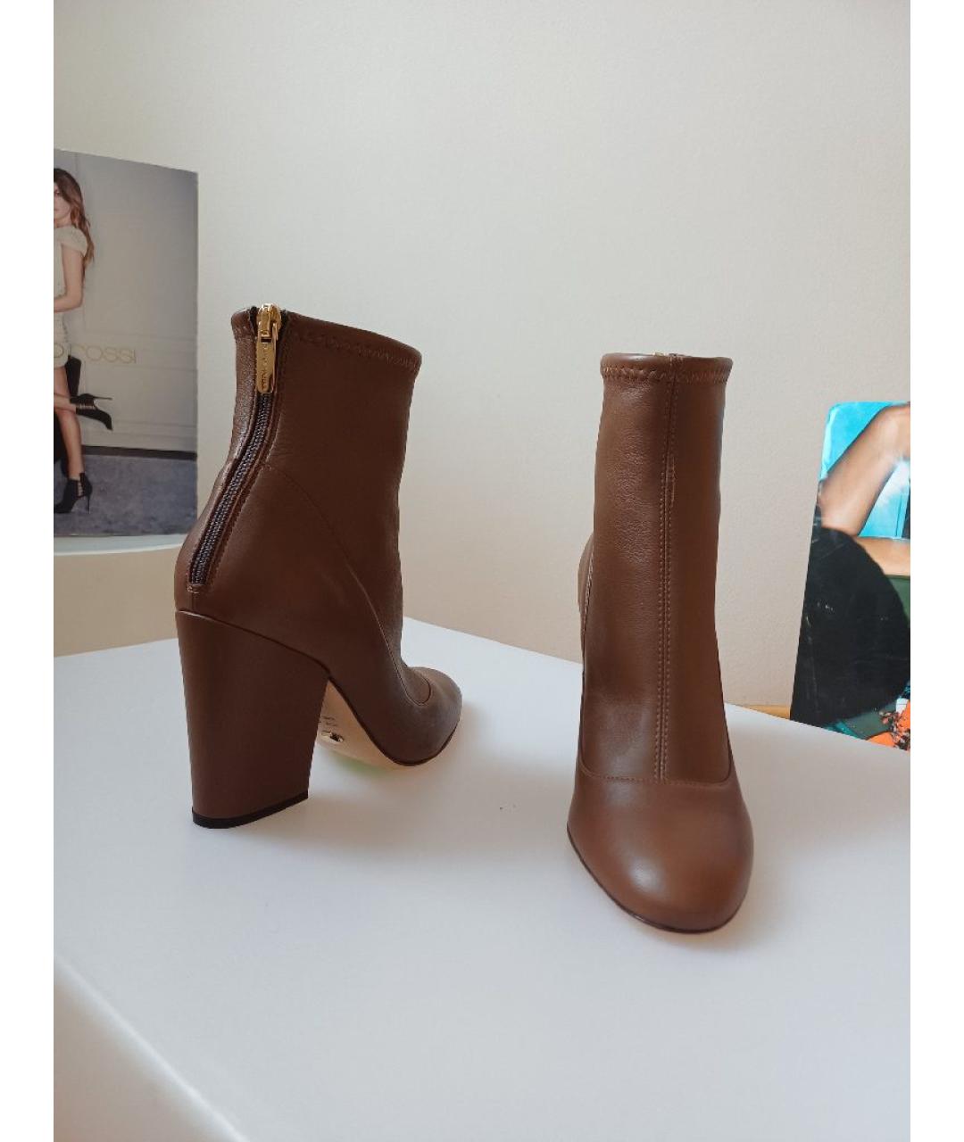 SERGIO ROSSI Коричневые кожаные ботильоны, фото 3