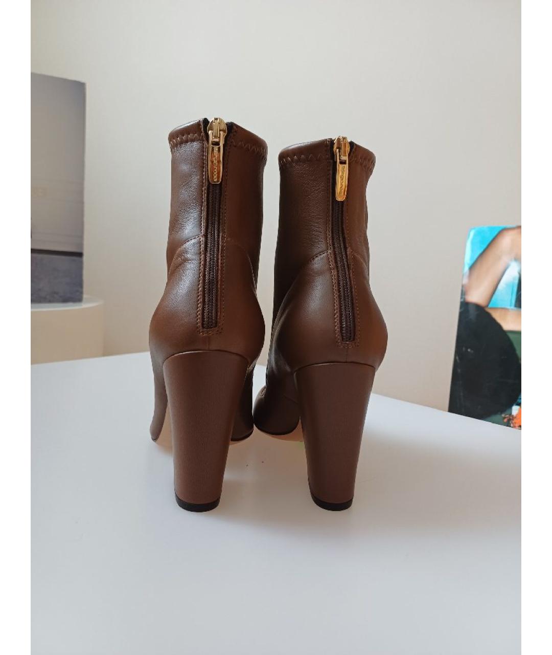 SERGIO ROSSI Коричневые кожаные ботильоны, фото 6