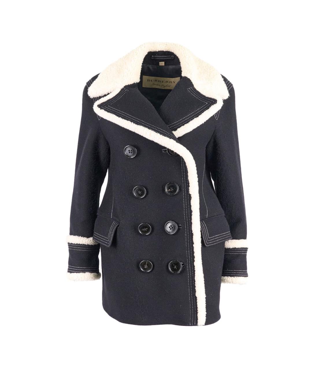 BURBERRY Черное шерстяное пальто, фото 1