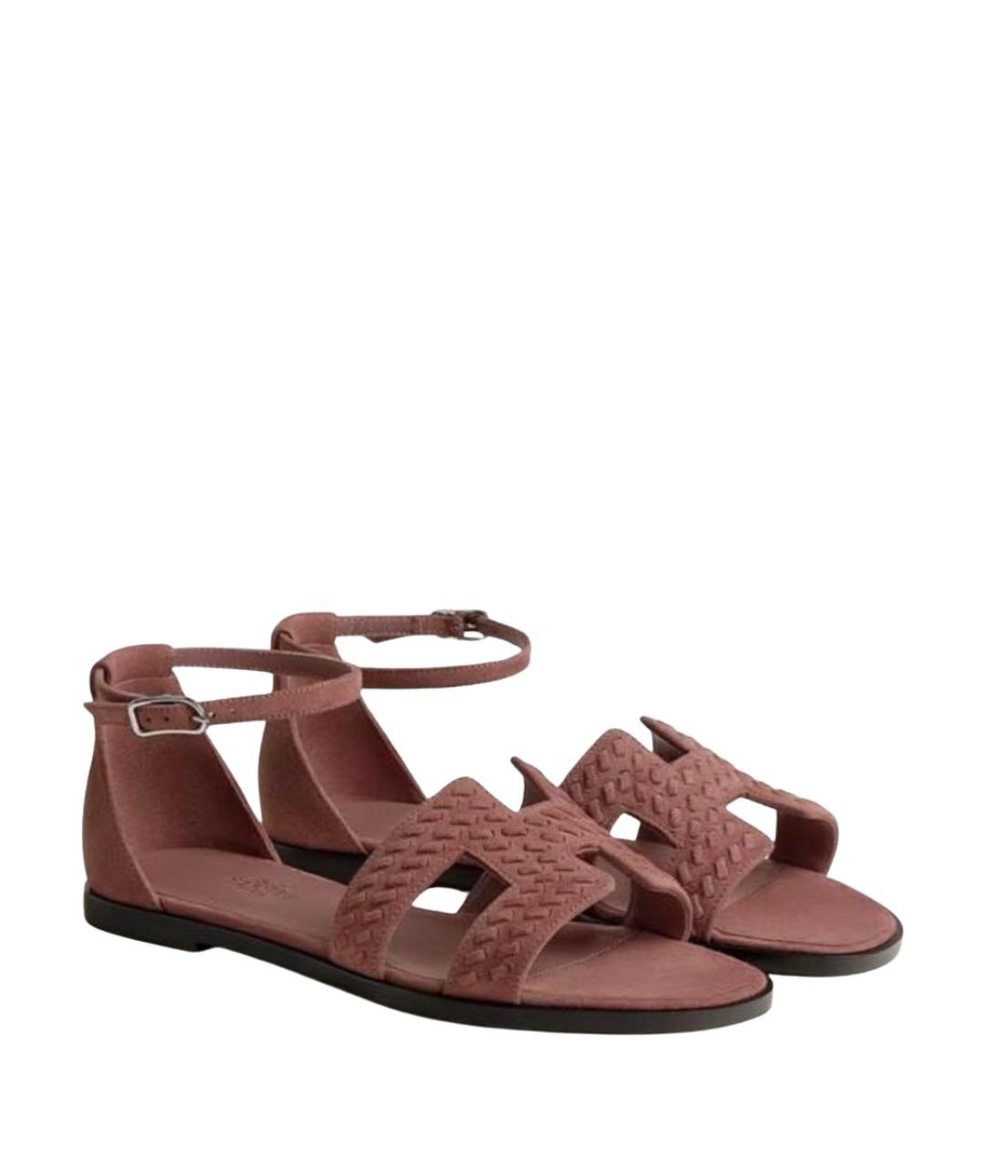 HERMES Розовые замшевые сандалии, фото 1